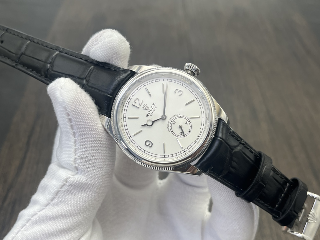 Rolex 1908 魅力的なロレックス オイスター パーペチュアル 価格コピー ウォッチ 腕時計 防水 シンプル レザー ホワイト_4