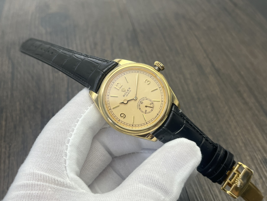 Rolex 1908 オイスター パーペチュアル 41スーパーコピー ウォッチ 腕時計 防水 シンプル レザー イエロー_2