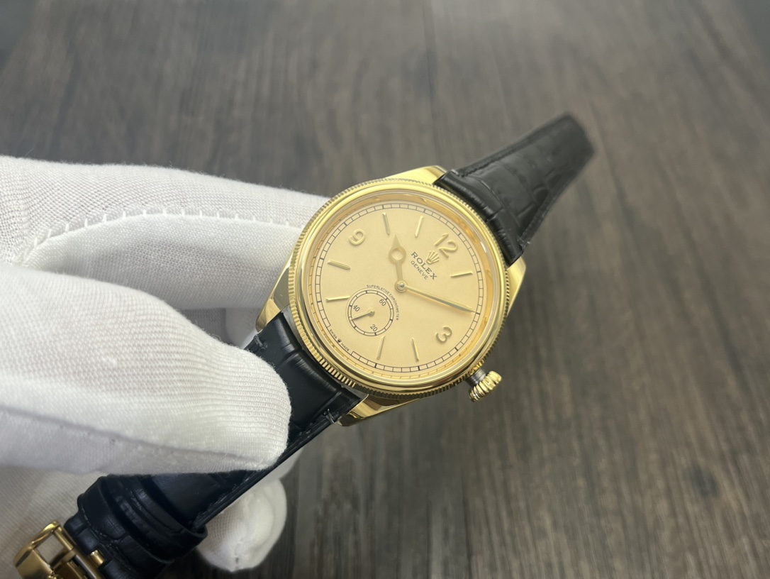 Rolex 1908 オイスター パーペチュアル 41スーパーコピー ウォッチ 腕時計 防水 シンプル レザー イエロー_3