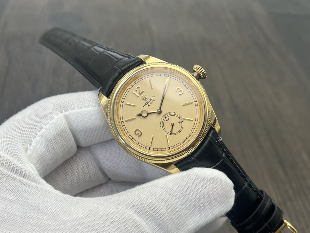 Rolex 1908 オイスター パーペチュアル 41スーパーコピー ウォッチ 腕時計 防水 シンプル レザー イエロー_4