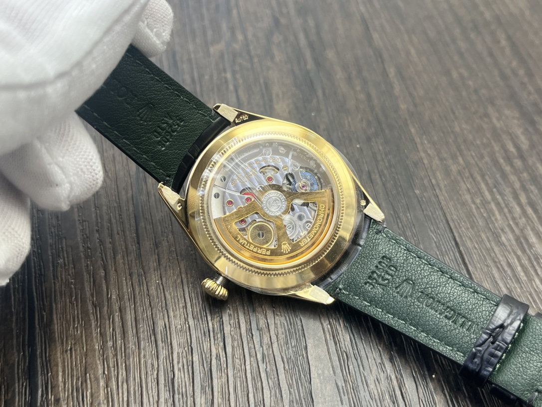 Rolex 1908 オイスター パーペチュアル 41スーパーコピー ウォッチ 腕時計 防水 シンプル レザー イエロー_7