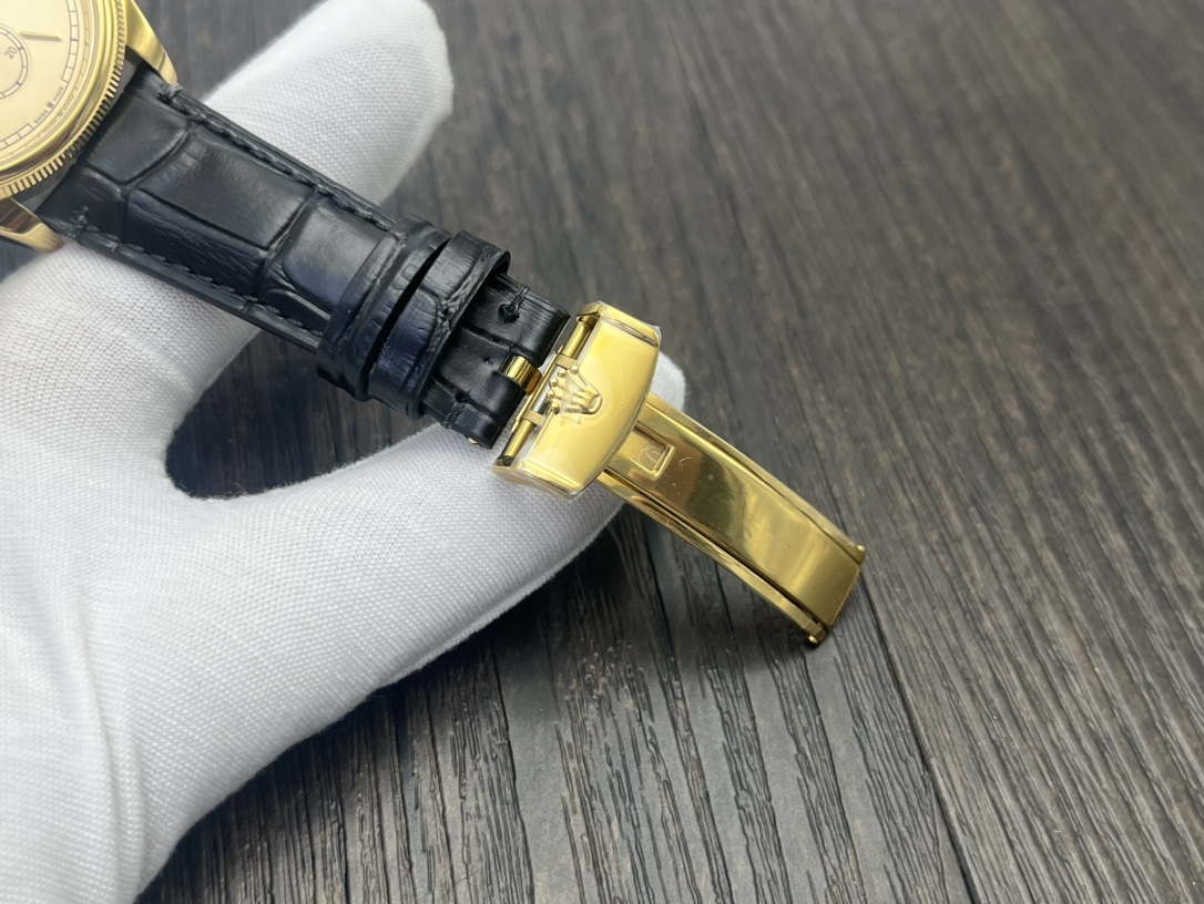 Rolex 1908 オイスター パーペチュアル 41スーパーコピー ウォッチ 腕時計 防水 シンプル レザー イエロー_8
