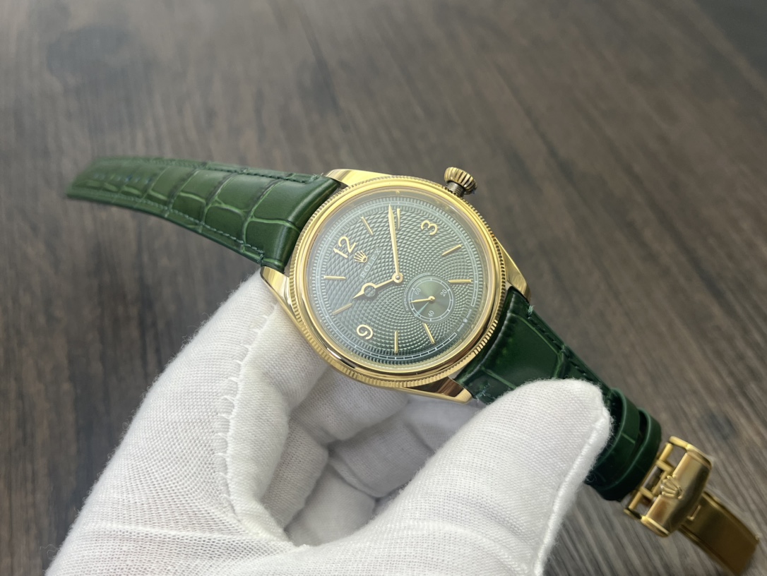 Rolex 1908 ロレックス オイスター パーペチュアル デイト偽物 ウォッチ 腕時計 防水 シンプル レザー グリーン_2
