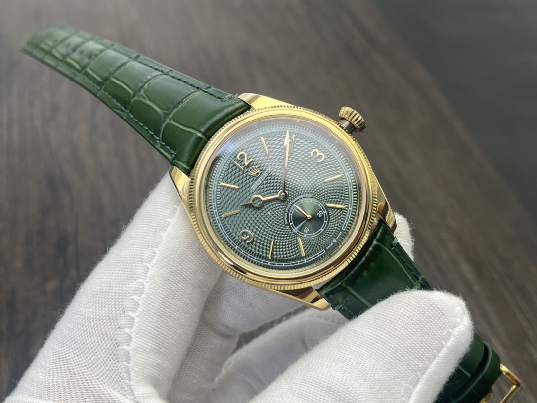 Rolex 1908 ロレックス オイスター パーペチュアル デイト偽物 ウォッチ 腕時計 防水 シンプル レザー グリーン_4