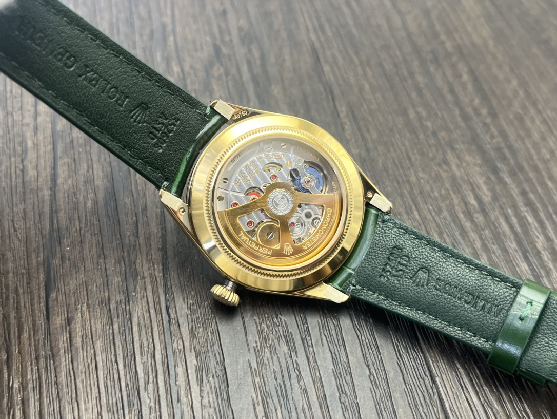 Rolex 1908 ロレックス オイスター パーペチュアル デイト偽物 ウォッチ 腕時計 防水 シンプル レザー グリーン_7