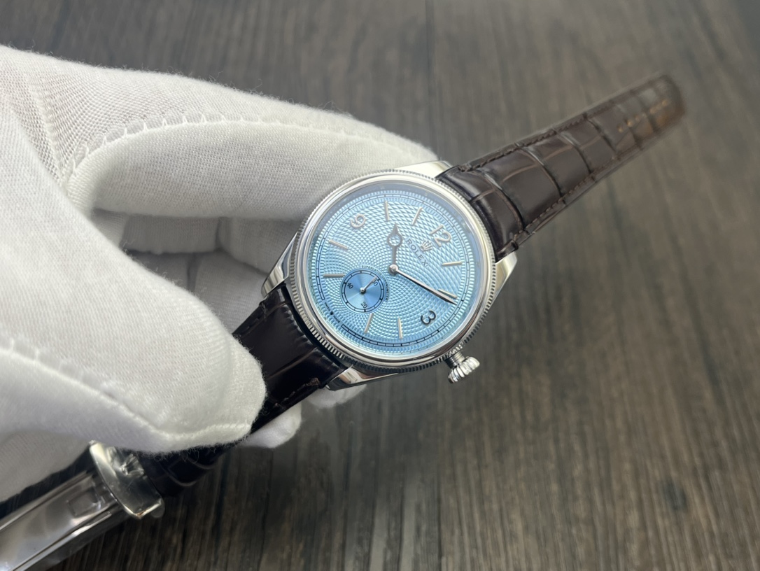 Rolex 1908 オイスター パーペチュアル デイトジャストコピー ウォッチ 腕時計 防水 シンプル レザー ブルー_3