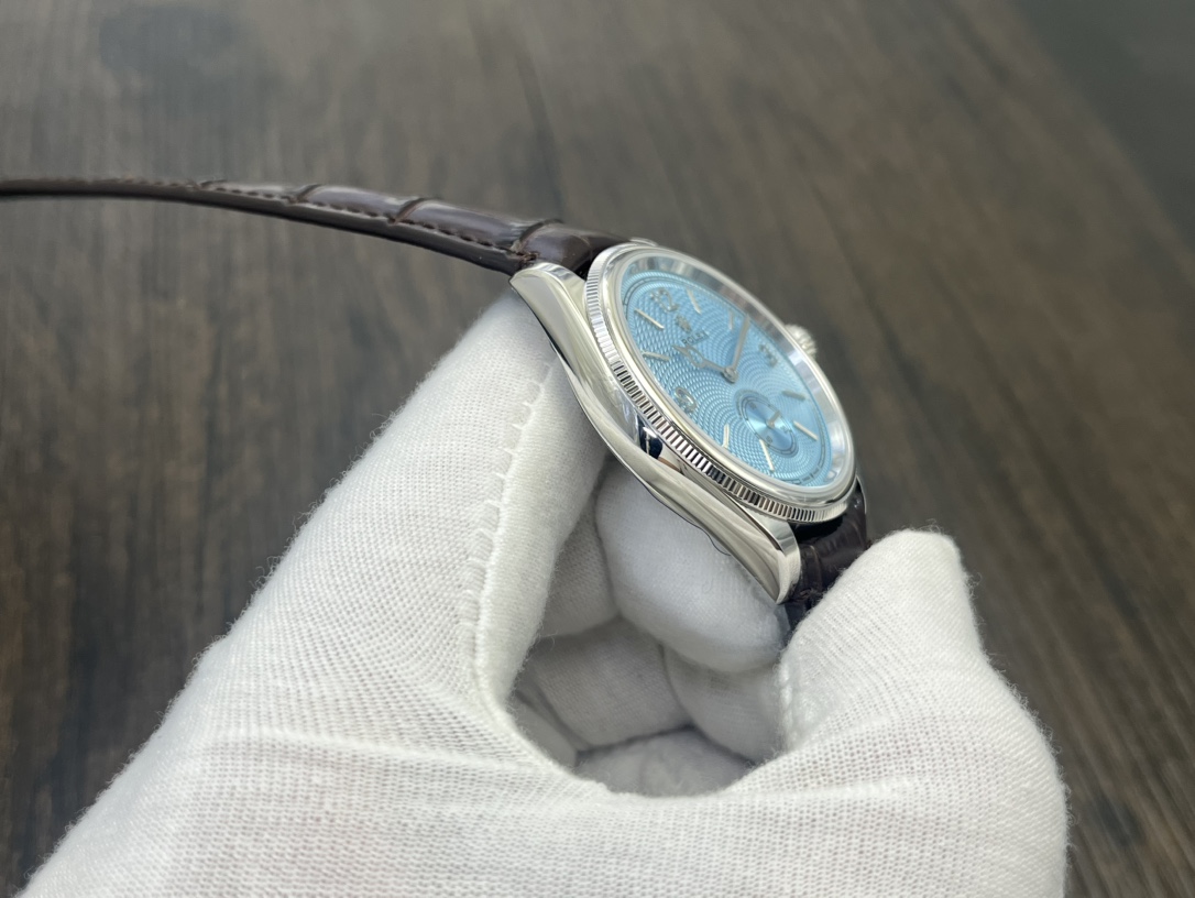 Rolex 1908 オイスター パーペチュアル デイトジャストコピー ウォッチ 腕時計 防水 シンプル レザー ブルー_5