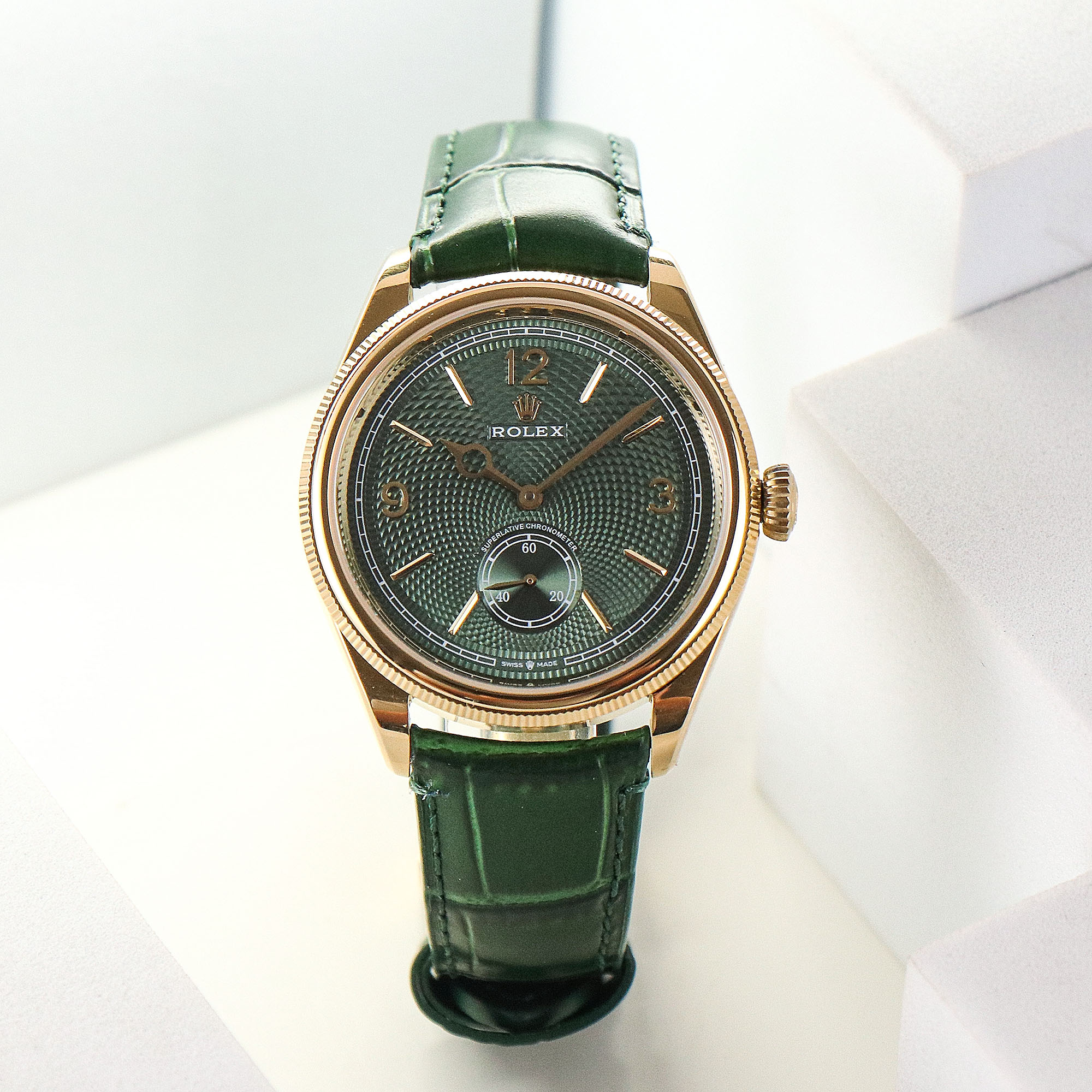 Rolex 1908 お洒落！オイスター パーペチュアル レディース偽物 ウォッチ 腕時計 防水 シンプル レザー グリーン_2