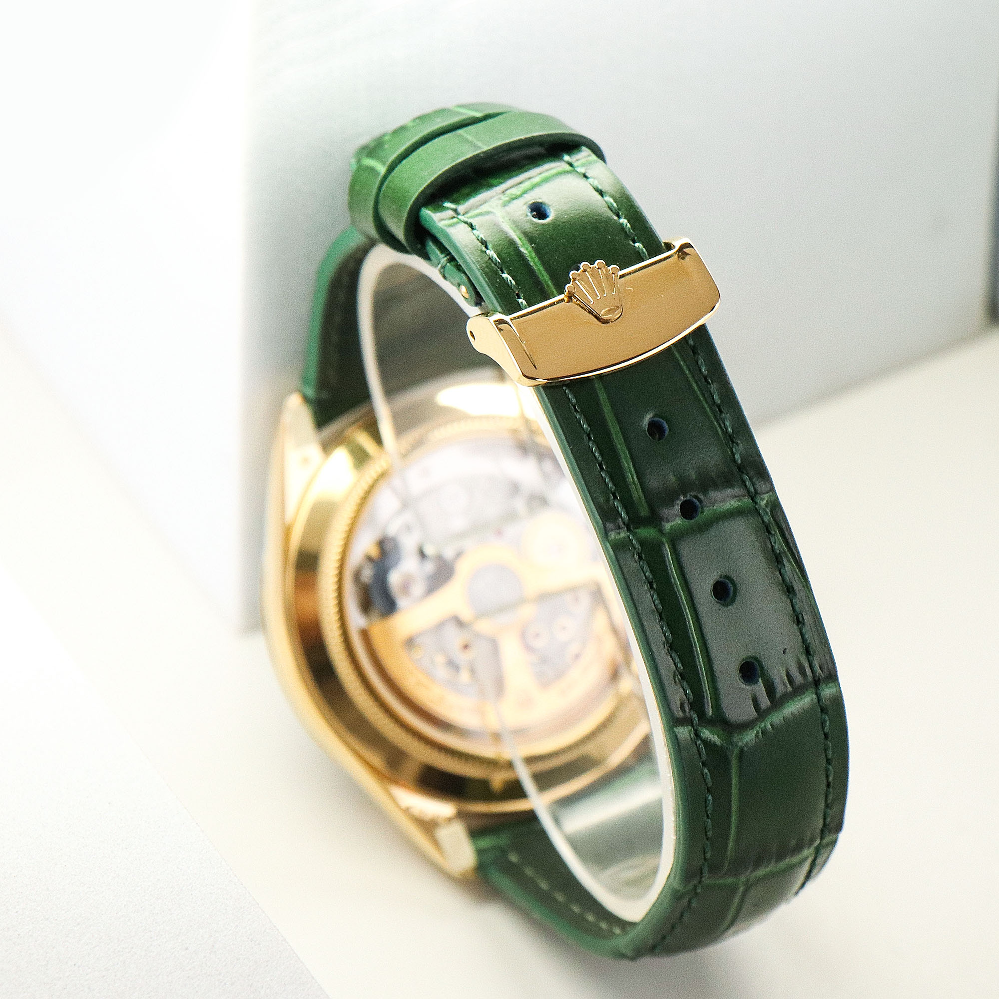 Rolex 1908 お洒落！オイスター パーペチュアル レディース偽物 ウォッチ 腕時計 防水 シンプル レザー グリーン_10