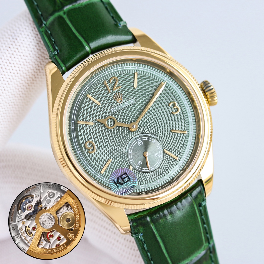 高級感溢れる Rolex 1908 オイスター パーペチュアル 定価偽物 ウォッチ 腕時計 防水 グリーン_3