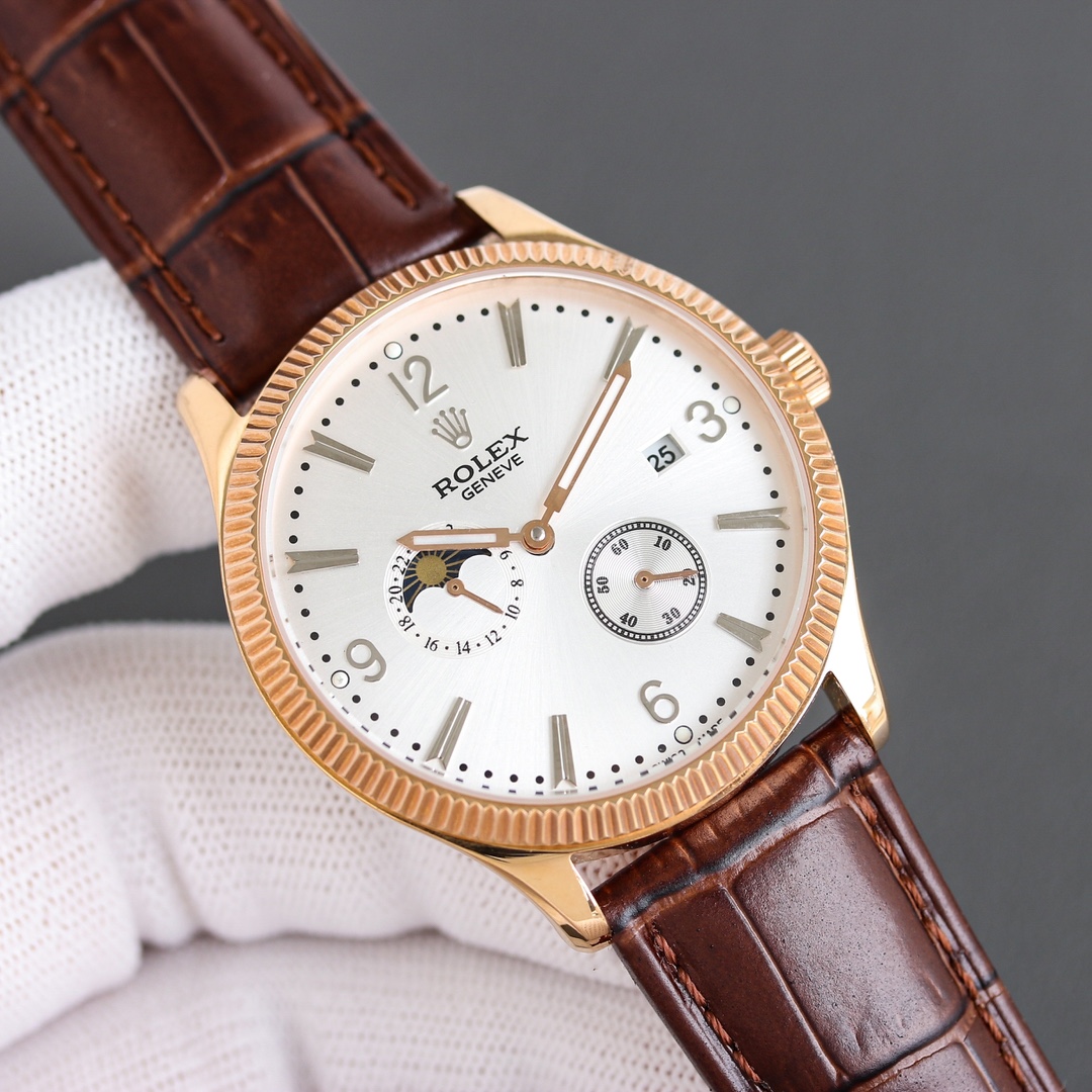 ROLEX お値打ち価格 チェリーニ ムーン フェイズ偽物 ウォッチ 防水 レザーバンド 通勤 多色可選_2