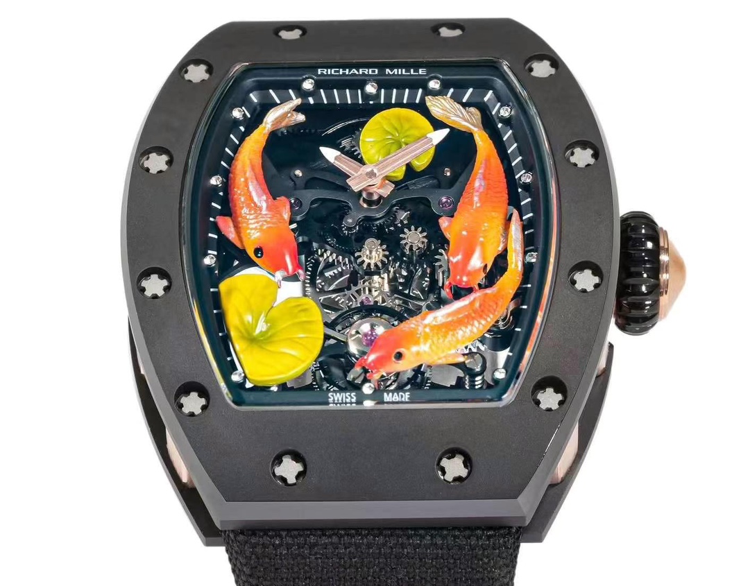 リシャールミル腕時計スーパーコピー ウォッチ RM S10 さかなプリント トゥールビヨン 防水 ブラック_3
