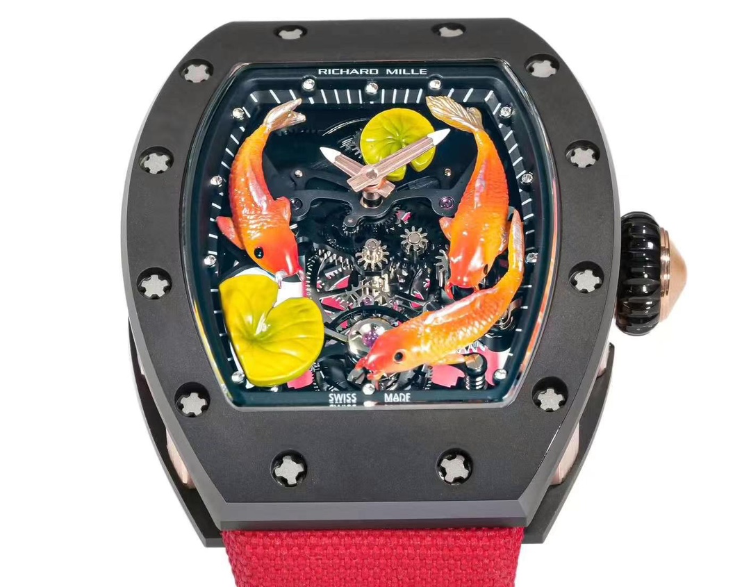 リシャールミル 腕時計 値段偽物 ウォッチ RM S10 さかなプリント トゥールビヨン 防水 レッド_5