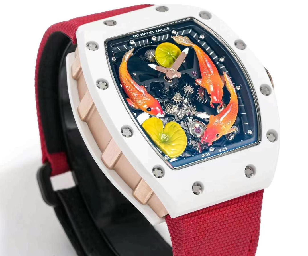 リシャール アップルウォッチコピー ウォッチ RM S10 腕時計 さかなプリント 美しい  防水 レッド_3
