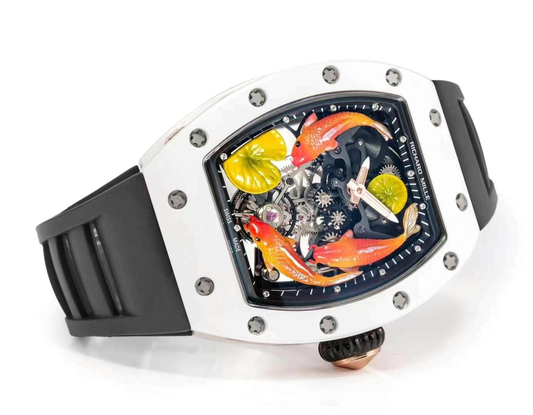 リシャールミルアップルウォッチスーパーコピー ウォッチ RM S10 腕時計 さかなプリント 美しい  防水 ブラック_2