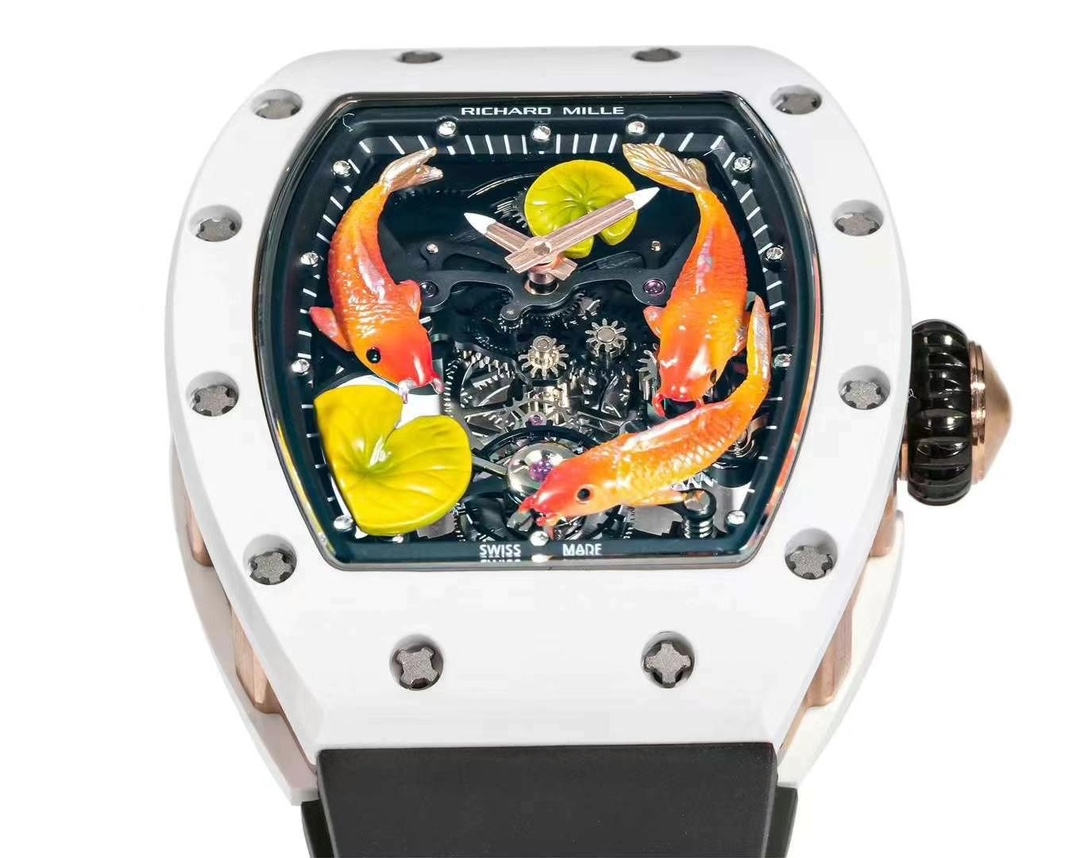 リシャールミルアップルウォッチスーパーコピー ウォッチ RM S10 腕時計 さかなプリント 美しい  防水 ブラック_3