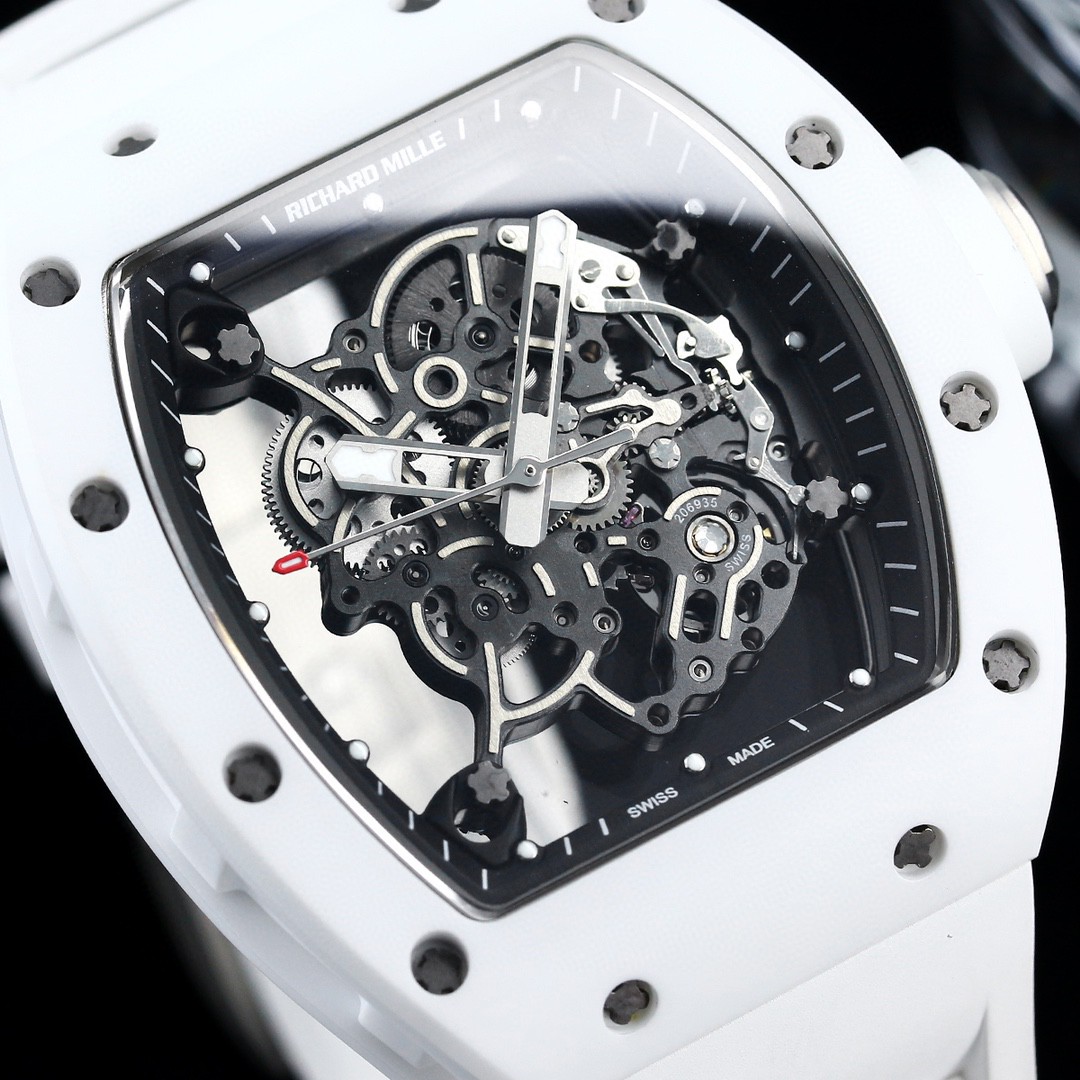 リシャールミル腕時計N級品 ウォッチ ゴムバンド 防水 トゥールビヨン RM055 ホワイト_3