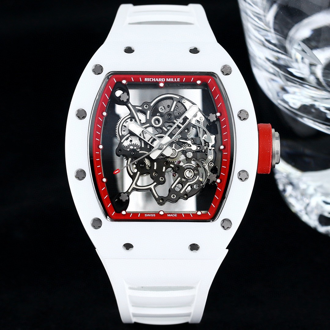 期間限定品 リシャールミル風 時計偽物 ウォッチ ゴムバンド 防水 トゥールビヨン RM055 ホワイト_1