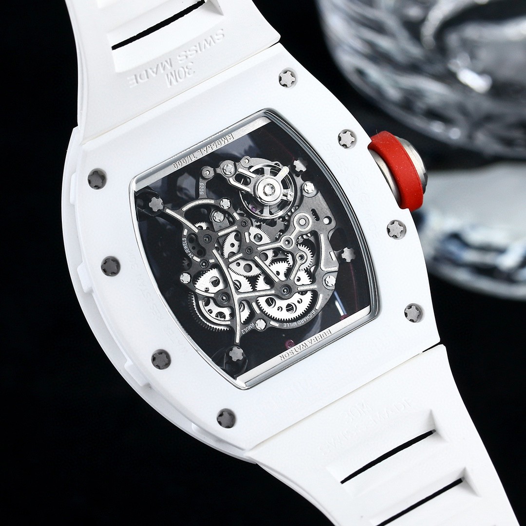 期間限定品 リシャールミル風 時計偽物 ウォッチ ゴムバンド 防水 トゥールビヨン RM055 ホワイト_8