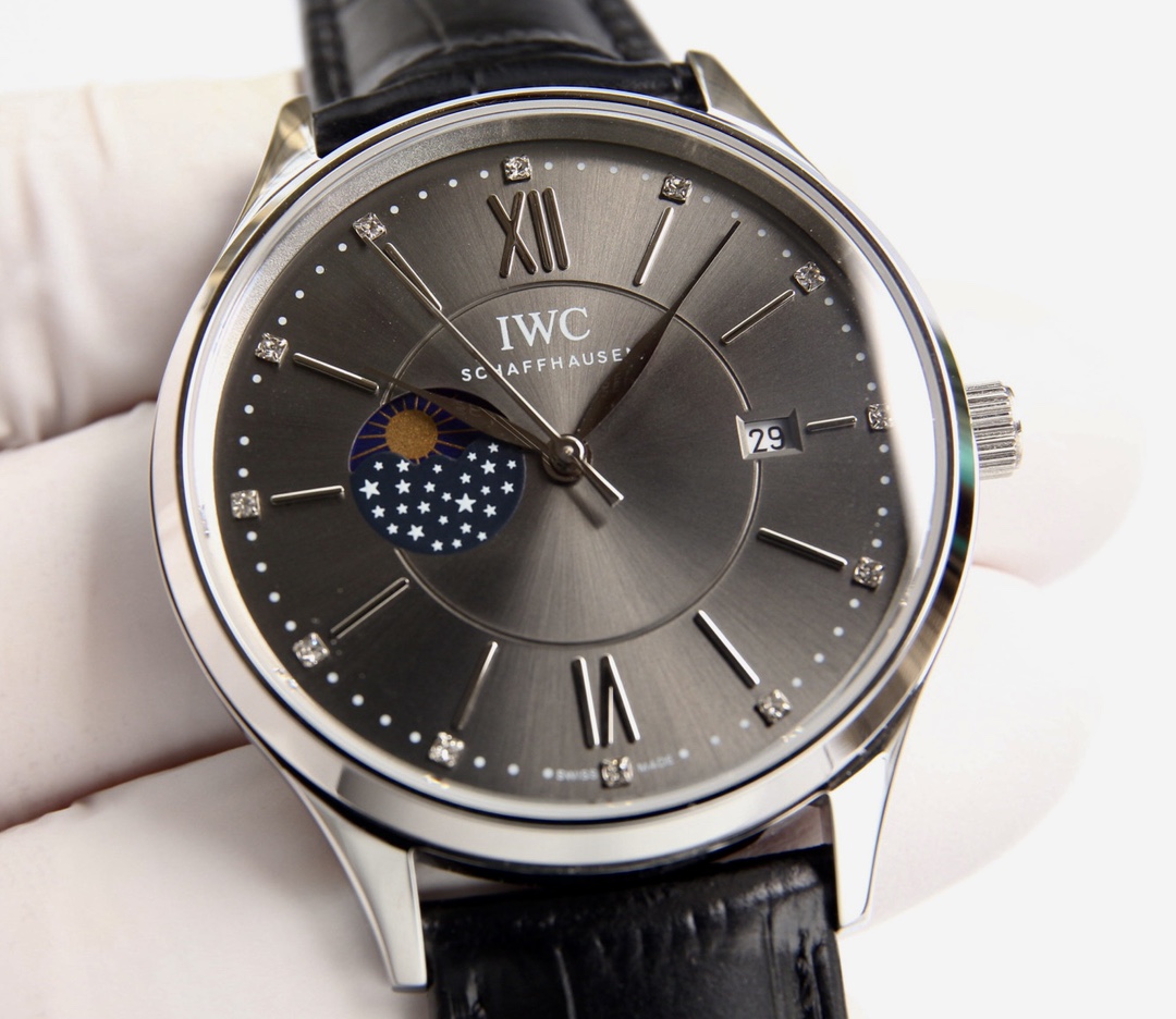 超激得の新品 iwc ポート フィノ偽物 牛革 ファッション 防水 ハンサム シンプル 腕時計 ブラック_2