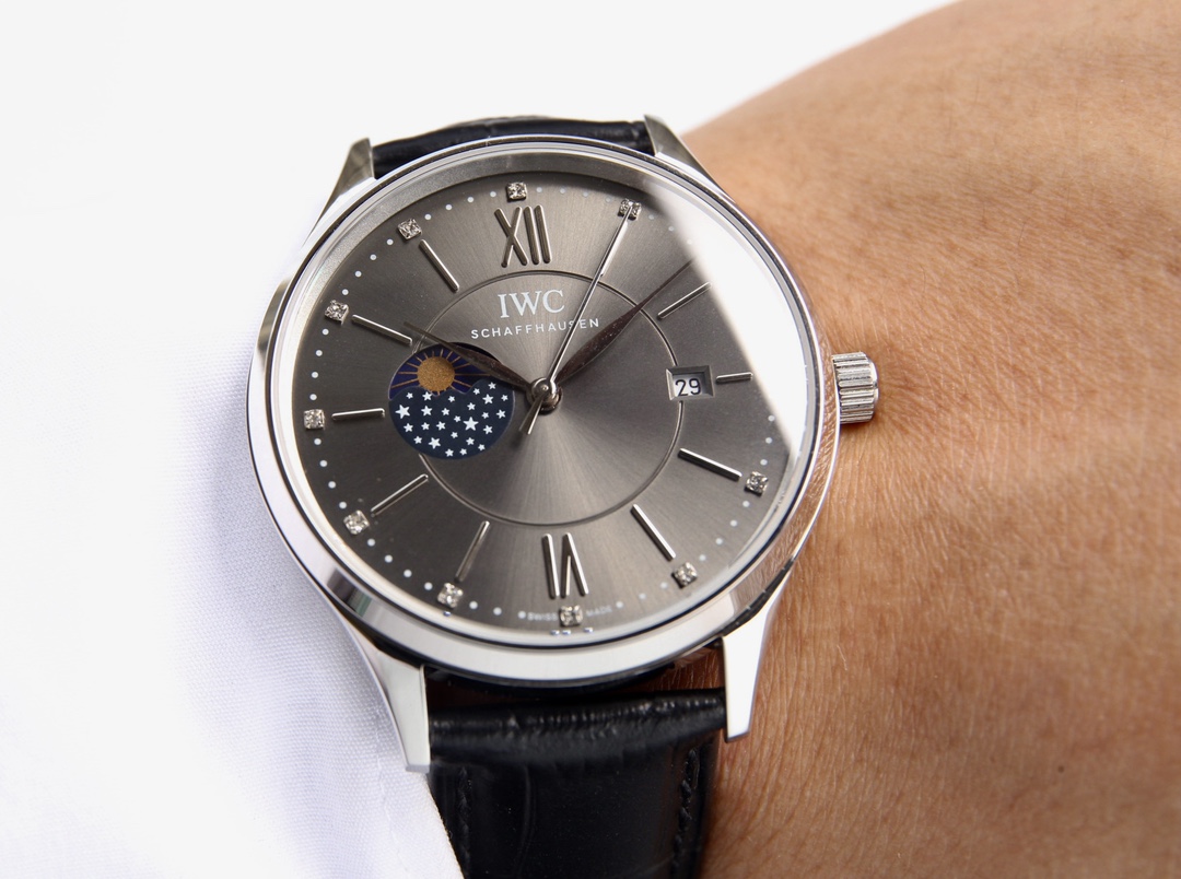超激得の新品 iwc ポート フィノ偽物 牛革 ファッション 防水 ハンサム シンプル 腕時計 ブラック_4