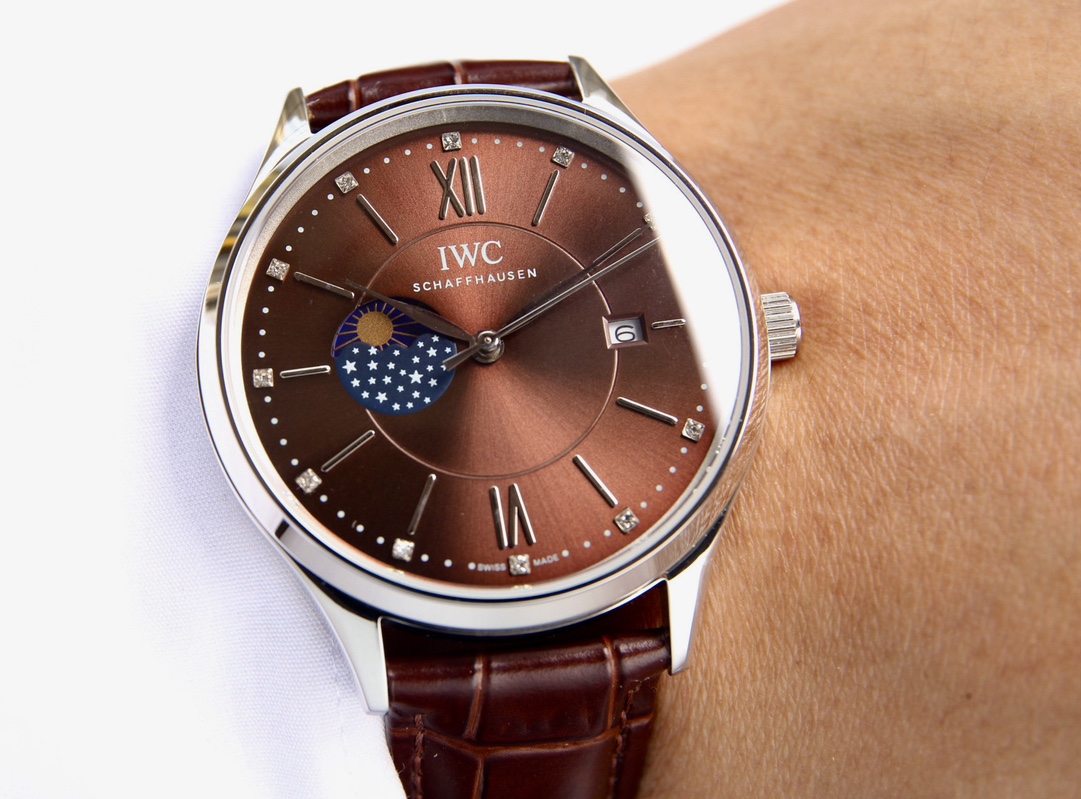 iwc ポート フィノ クロノ グラフコピー 牛革 ファッション 防水 ハンサム シンプル 腕時計 ブラウン_4