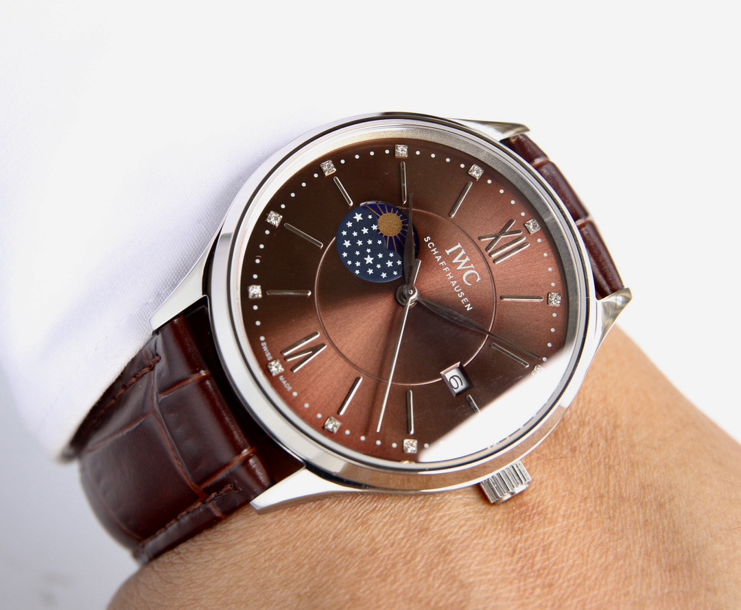 iwc ポート フィノ クロノ グラフコピー 牛革 ファッション 防水 ハンサム シンプル 腕時計 ブラウン_7