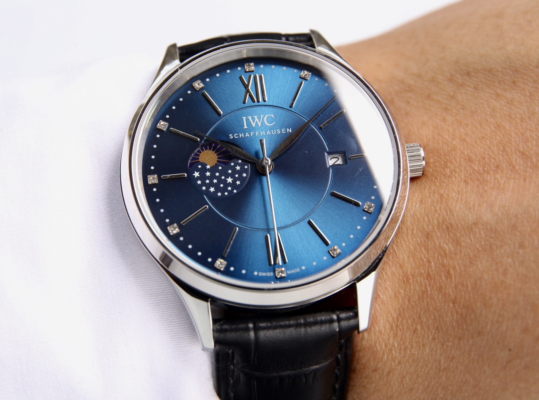iwc ポート フィノ 新作スーパーコピー 牛革 ファッション 防水 ハンサム シンプル 腕時計 ブルー_3