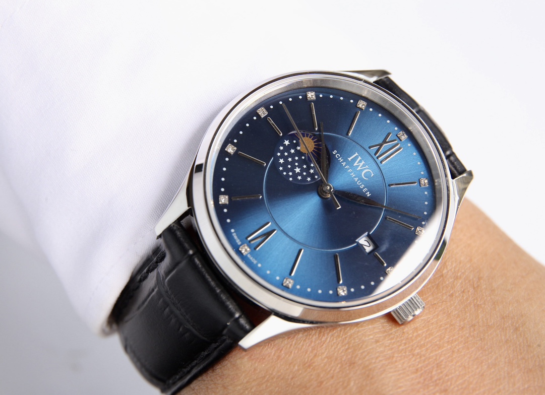 iwc ポート フィノ 新作スーパーコピー 牛革 ファッション 防水 ハンサム シンプル 腕時計 ブルー_4