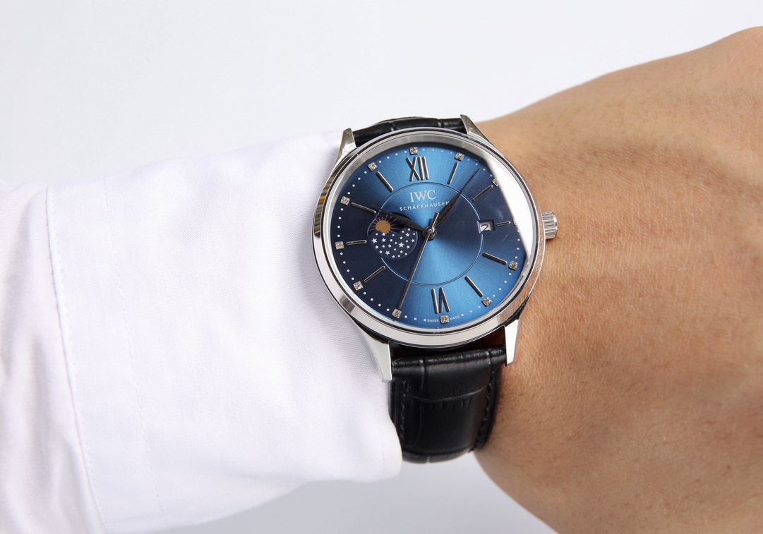 iwc ポート フィノ 新作スーパーコピー 牛革 ファッション 防水 ハンサム シンプル 腕時計 ブルー_5