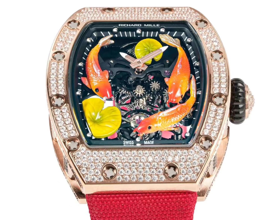 リシャールミル ムーブメント偽物 RM S10 ウォッチ 腕時計 プリント ダイヤ飾り 芸術 防水 レッド_3