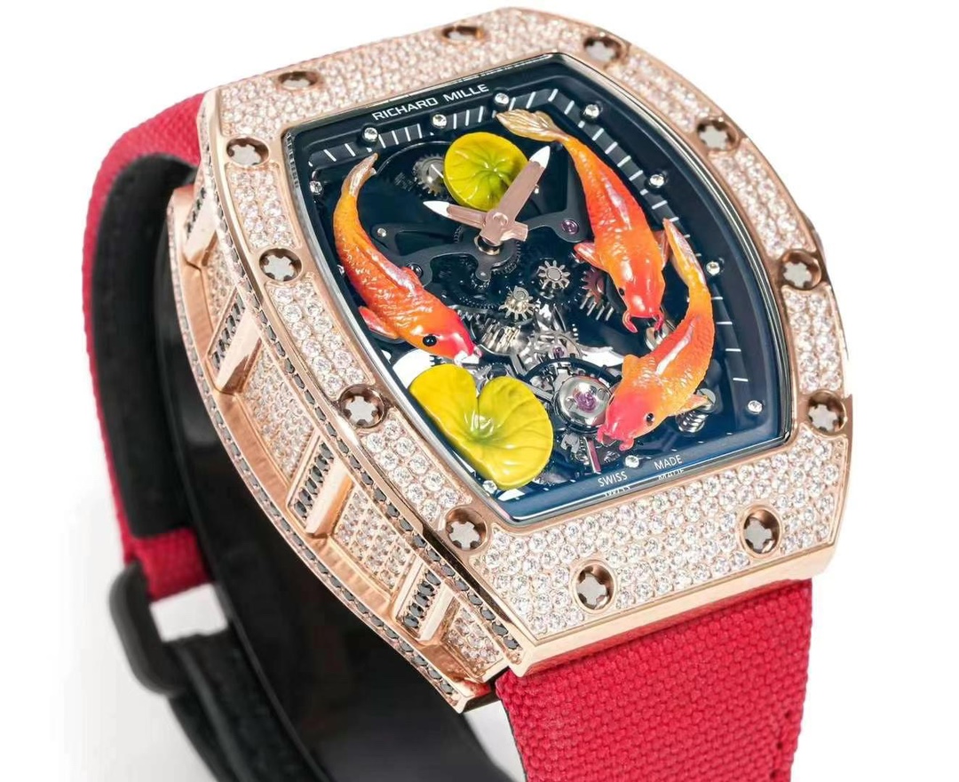 リシャールミル ムーブメント偽物 RM S10 ウォッチ 腕時計 プリント ダイヤ飾り 芸術 防水 レッド_5