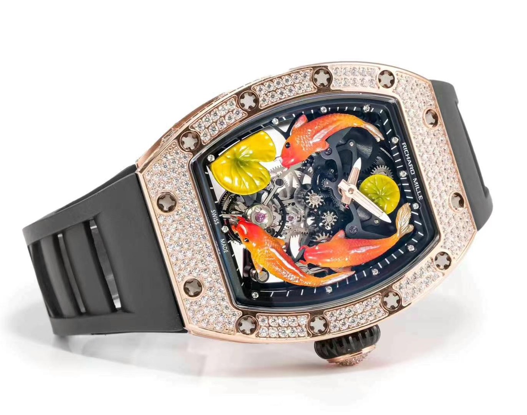 リシャールミル ラウンドコピー RM S10 ウォッチ 腕時計 プリント ダイヤ飾り 芸術 防水 ブラック_2