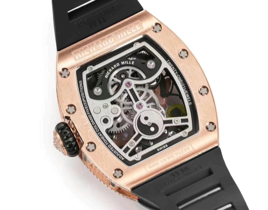 リシャールミル ラウンドコピー RM S10 ウォッチ 腕時計 プリント ダイヤ飾り 芸術 防水 ブラック_8