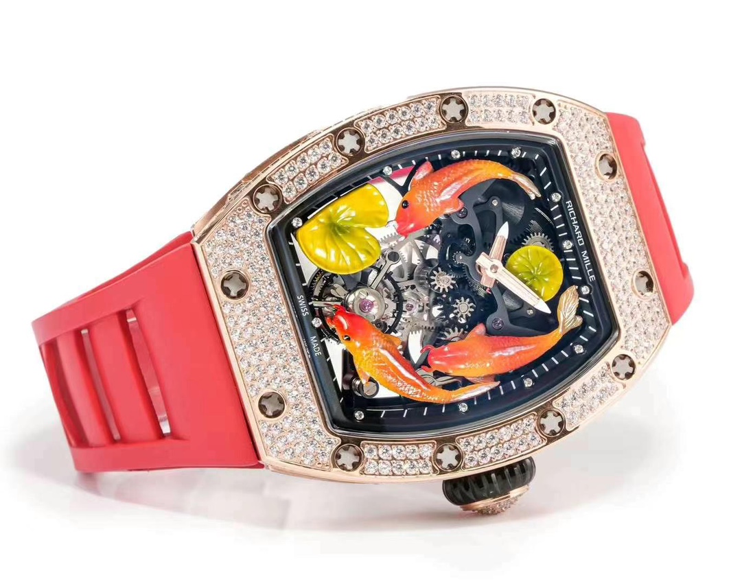 芸術品 リシャール ワインスーパーコピー RM S10 ウォッチ 腕時計 プリント ダイヤ飾り 防水 レッド_4