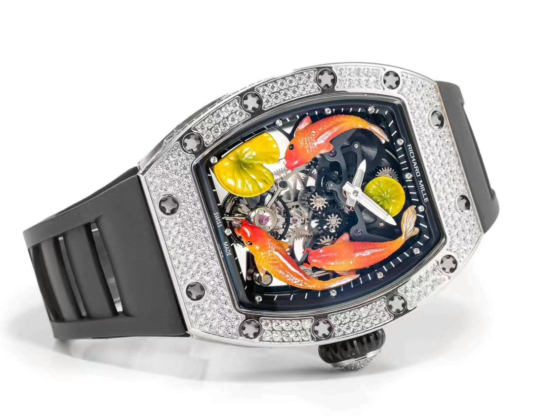 リシャールミル風 時計スーパーコピー RM S10 防水 上質品 ウォッチ 腕時計 プリント ダイヤ飾り ブラック_2