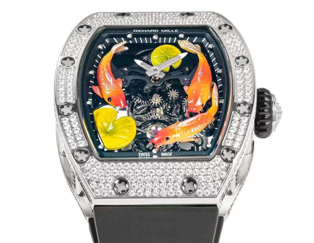 リシャールミル風 時計スーパーコピー RM S10 防水 上質品 ウォッチ 腕時計 プリント ダイヤ飾り ブラック_3