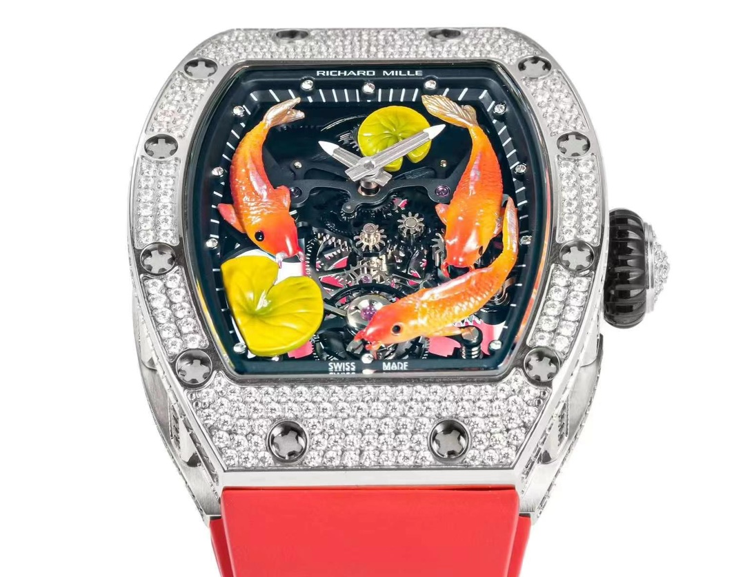 腕時計リシャールミル偽物 RM S10 防水 上質品 ウォッチ 腕時計 プリント ダイヤ飾り レッド_5