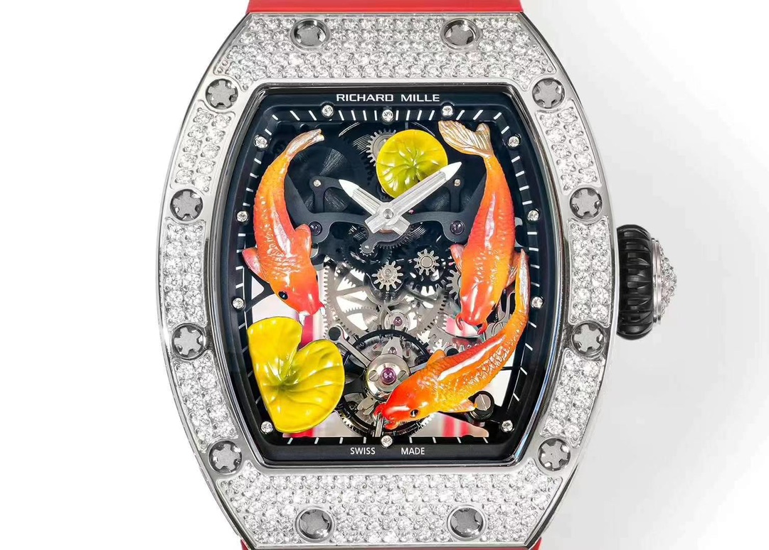 腕時計リシャールミル偽物 RM S10 防水 上質品 ウォッチ 腕時計 プリント ダイヤ飾り レッド_6