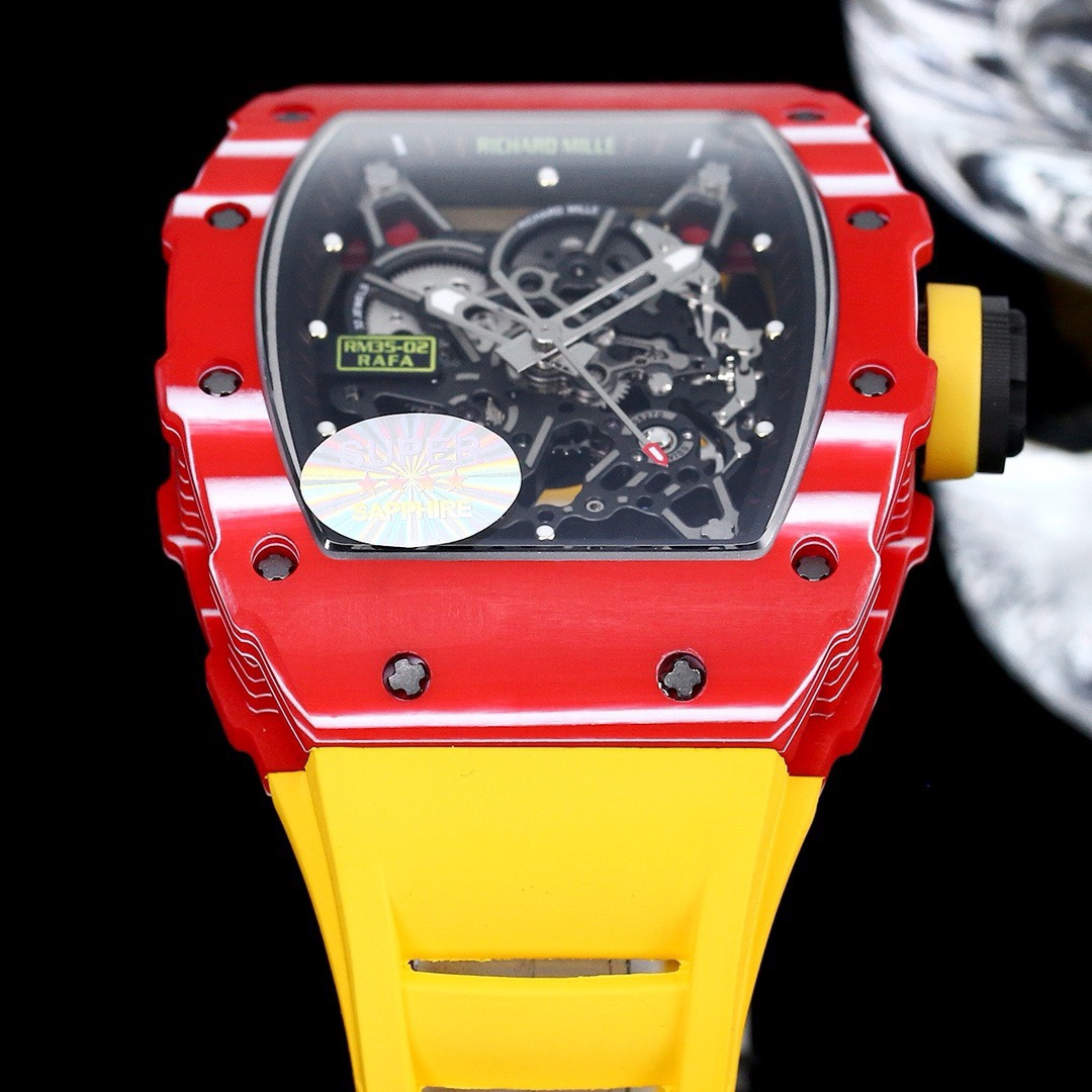 リシャールミル 時計 芸能人コピー ゴムバンド RM 35-02 防水 上質品 ウォッチ 腕時計 青春風 イエロー_4