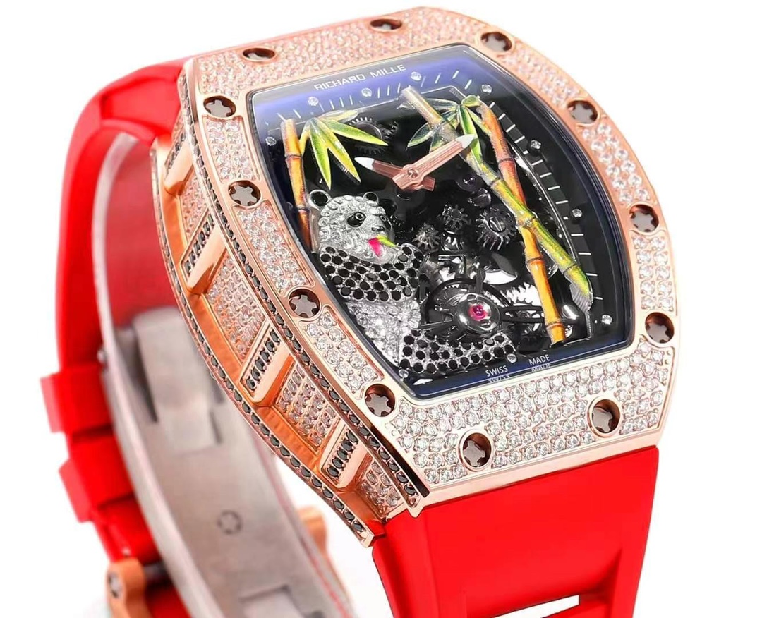 最新販売 リシャールミル 金コピー RM26-01 ウォッチ ダイヤモンド飾り パンダ レッド_3
