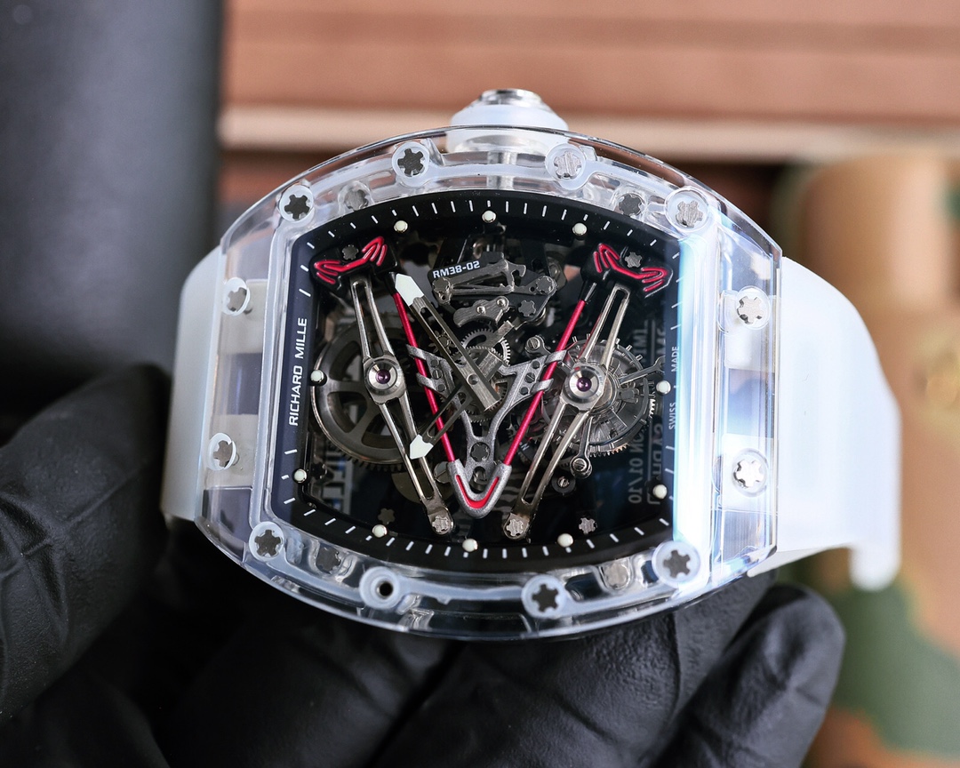 高級感溢れる リシャールミル フルダイヤコピー ウォッチ 腕時計 RM 38-02 透明ケース ホワイト_4
