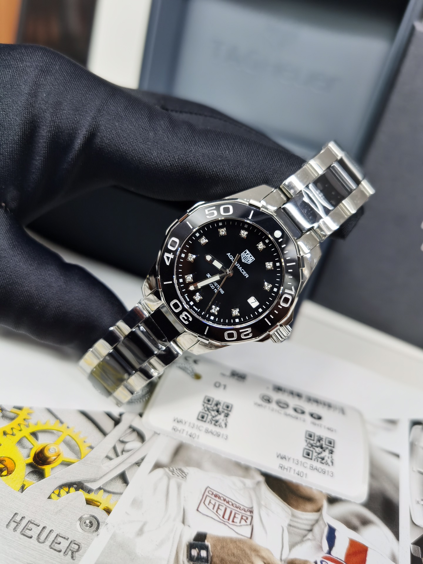 超激得の新品 タグホイヤーアクアレーサーとは偽物 優雅レディ スチールバンド ウォッチ 腕時計 ブラック_1