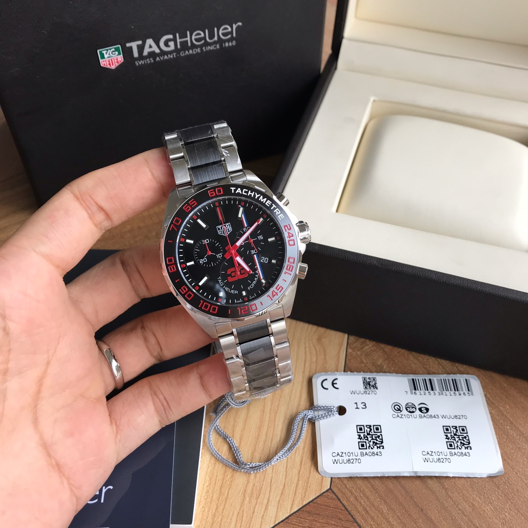 タグホイヤーフォーミュラ1 ベルト激安通販 夜光 スチールバンド 腕時計 ウォッチ メンズ 防水 ブラック_4