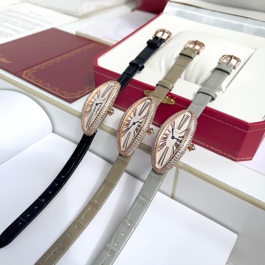 カルティエ ベニュワール 復刻偽物 腕時計 ウォッチ 優雅レディ ダイヤ飾り スチールバンド グリーン_10