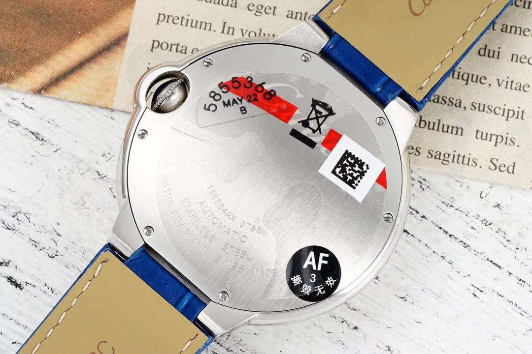 バロンブルー42mm カルティエコピー 紳士 ハンサム レザー 腕時計 ウォッチ 防水 本革 ブルー_6