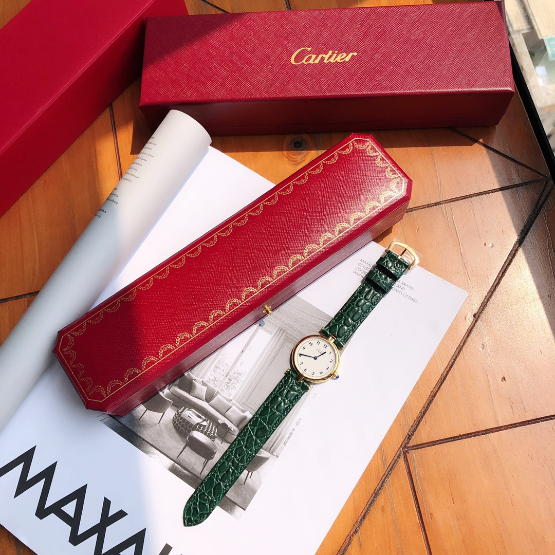 カルティエ 腕時計 真贋スーパーコピー ビジネス 牛革 ウォッチ 防水 優雅 レザーバンド グリーン_4