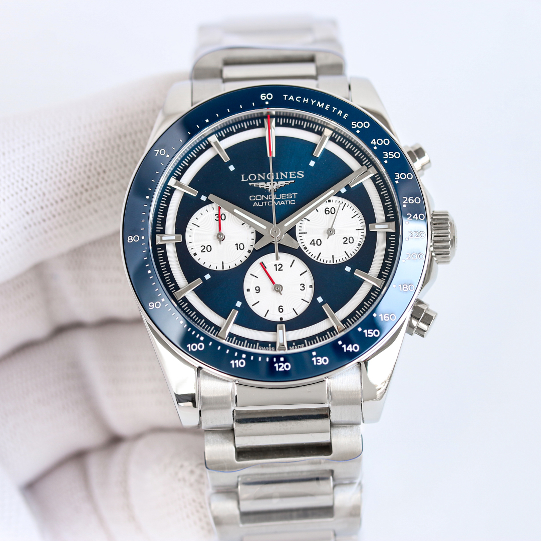 目を引く存在感 時計 longines偽物 ハイドロコンケスト 腕時計 防水 ウォッチ スチールバンド ブルー_4