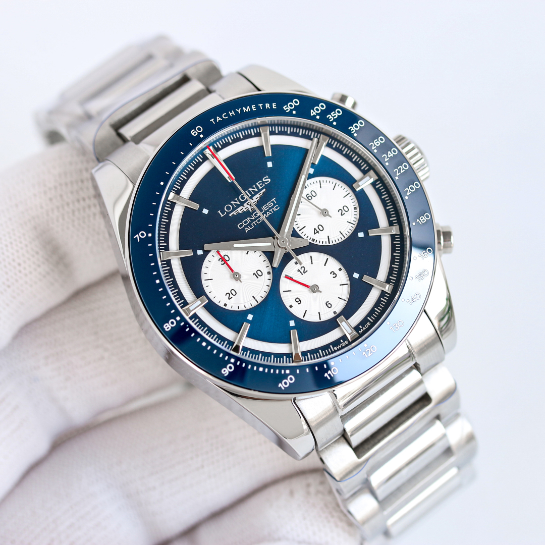 目を引く存在感 時計 longines偽物 ハイドロコンケスト 腕時計 防水 ウォッチ スチールバンド ブルー_5