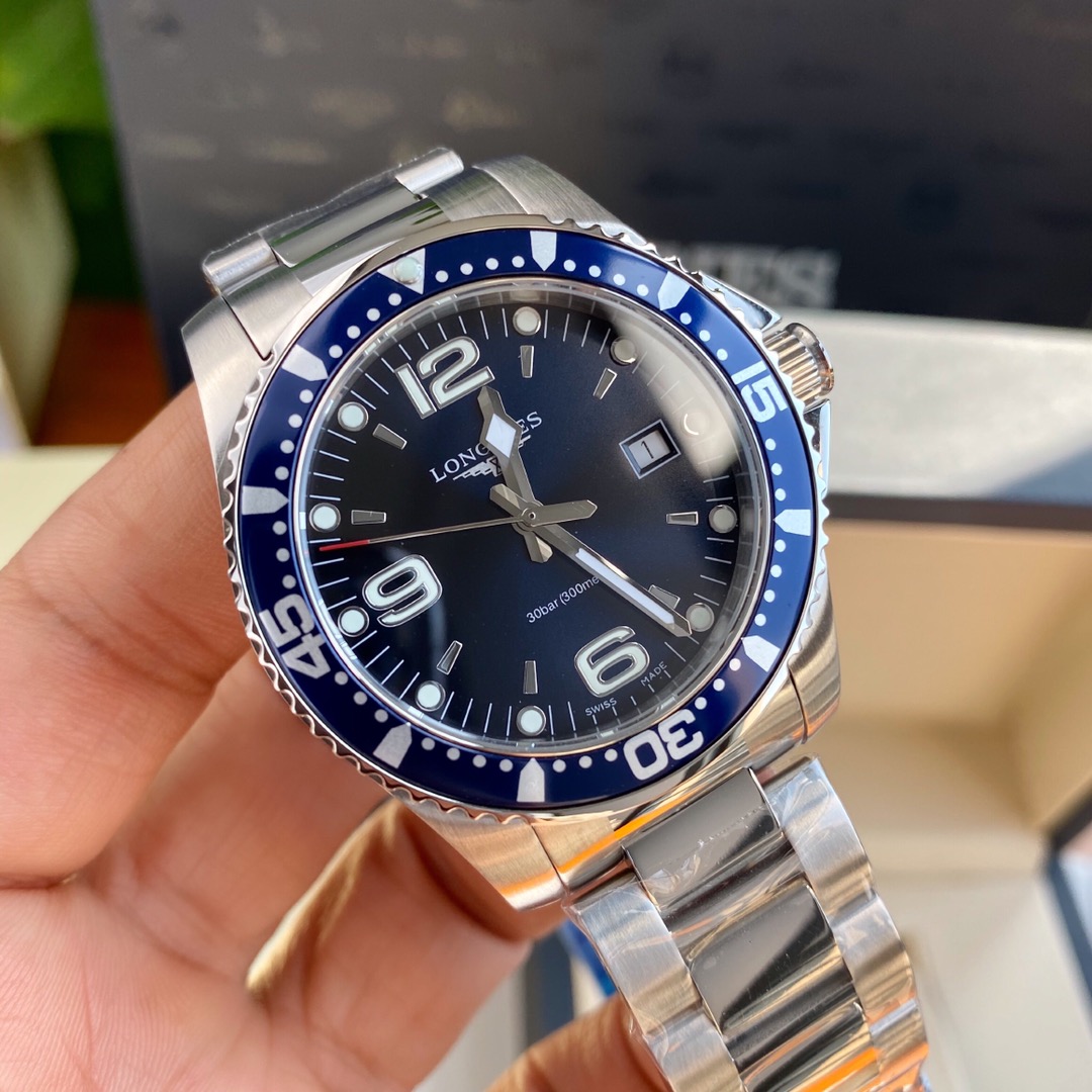 longines 時計 アンティーク偽物 紳士 ハンサム ハイドロコンケスト 防水 ウォッチ 腕時計 ブラック_2